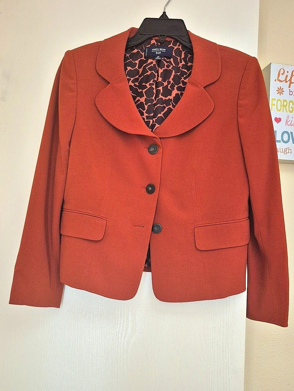 Jones Wear Suit Jacket Brown & Orange Size 12P Like New